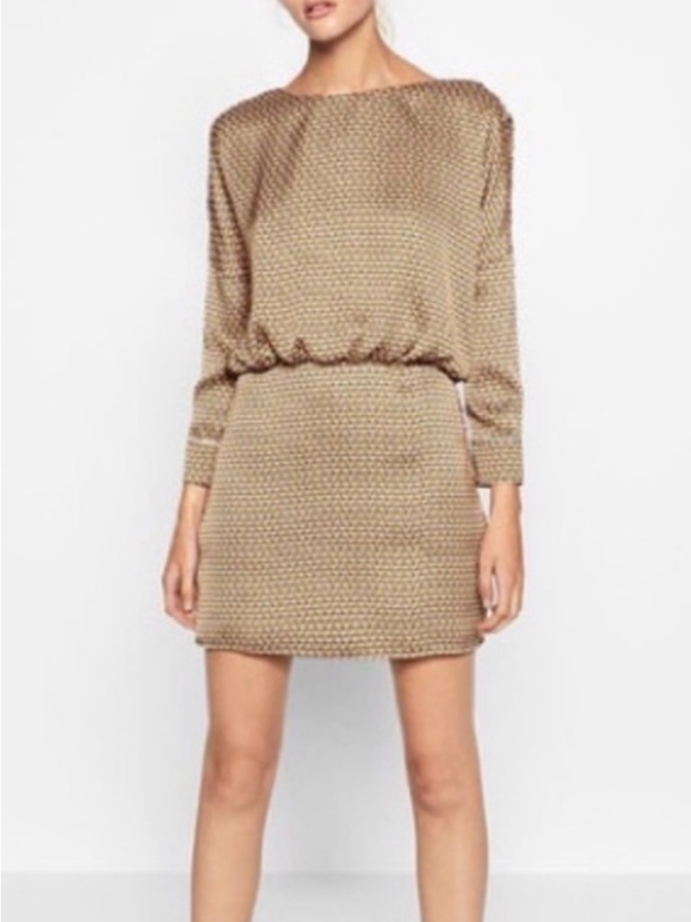 NWOT Zara Trafaluc Satin Open Back geometric print mini mod style dress size XS